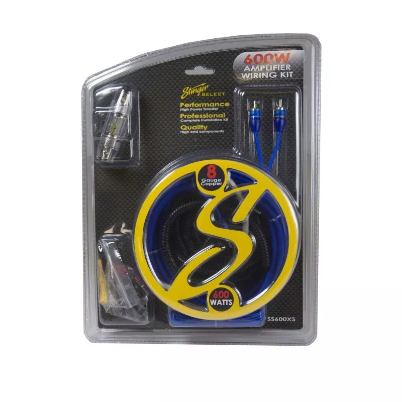 Stinger 8 Ga Copper 600w Amp Kit W/blue Twisted Rca
