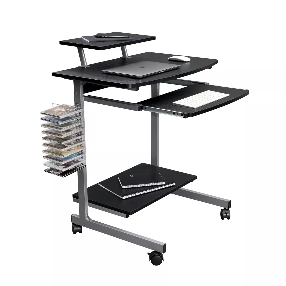 Techni Mobili Compact Computer Cart With Storage . Color: Espresso