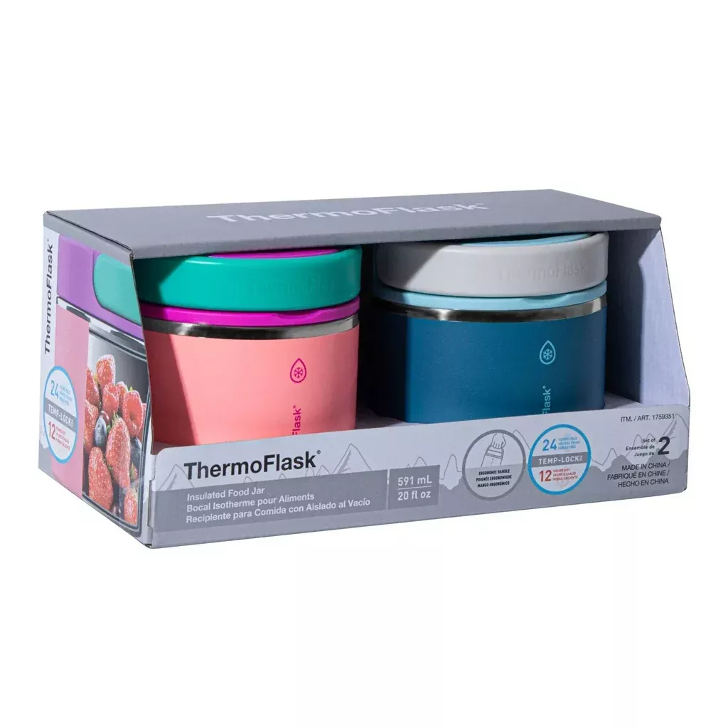 ThermoFlask 20 oz Insulated Food Jar, 2-pack