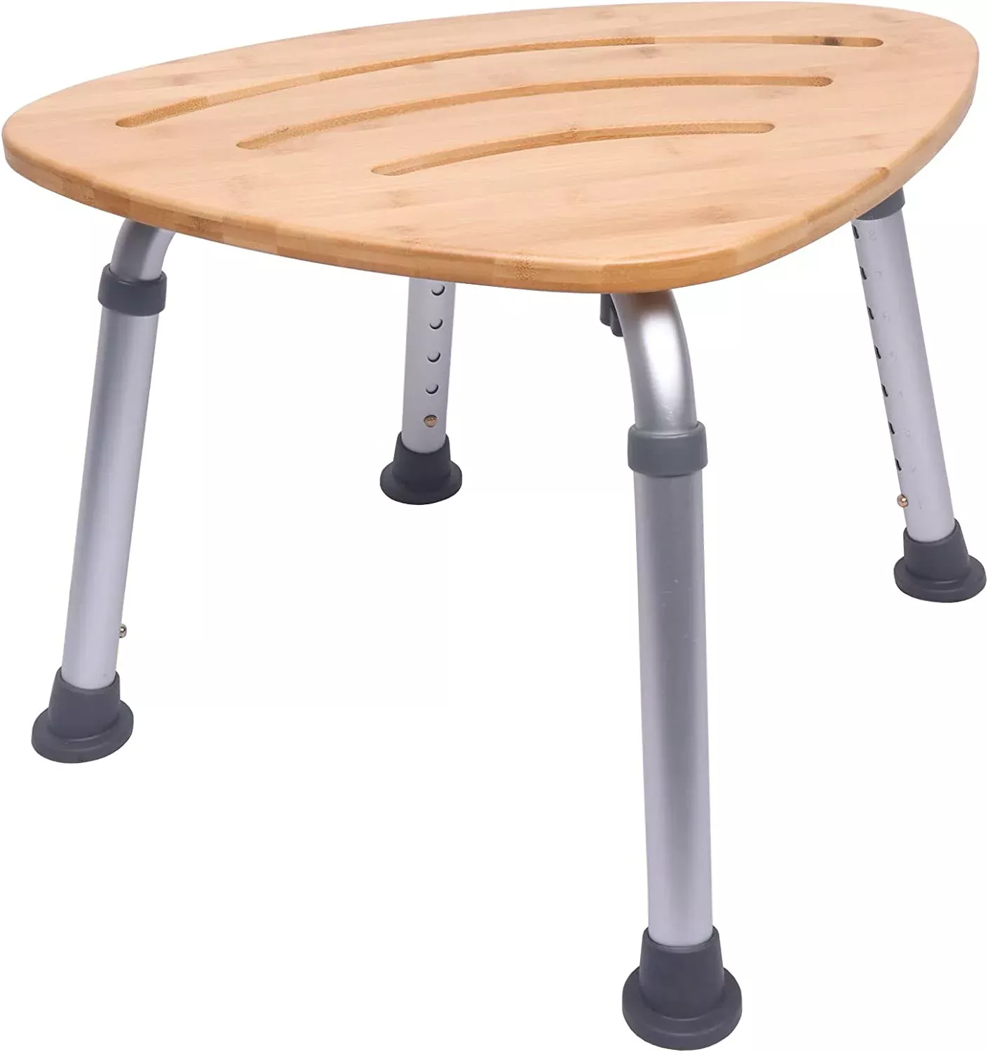 Triangular Bamboo Bath Seat for Elderly and Adults, Height Adjustable Eco-Friendly Sturdy 19.7