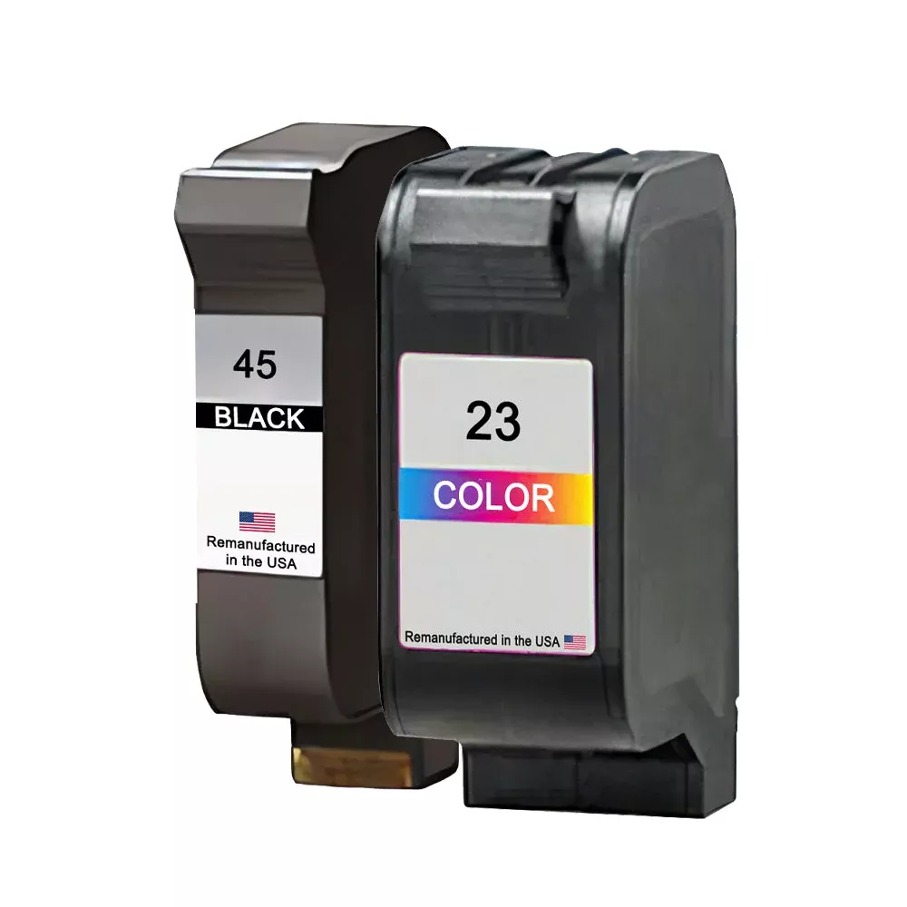 U.S. Remanufactured for HP 45 Black / 23 Color Combo Pack Ink Cartridges