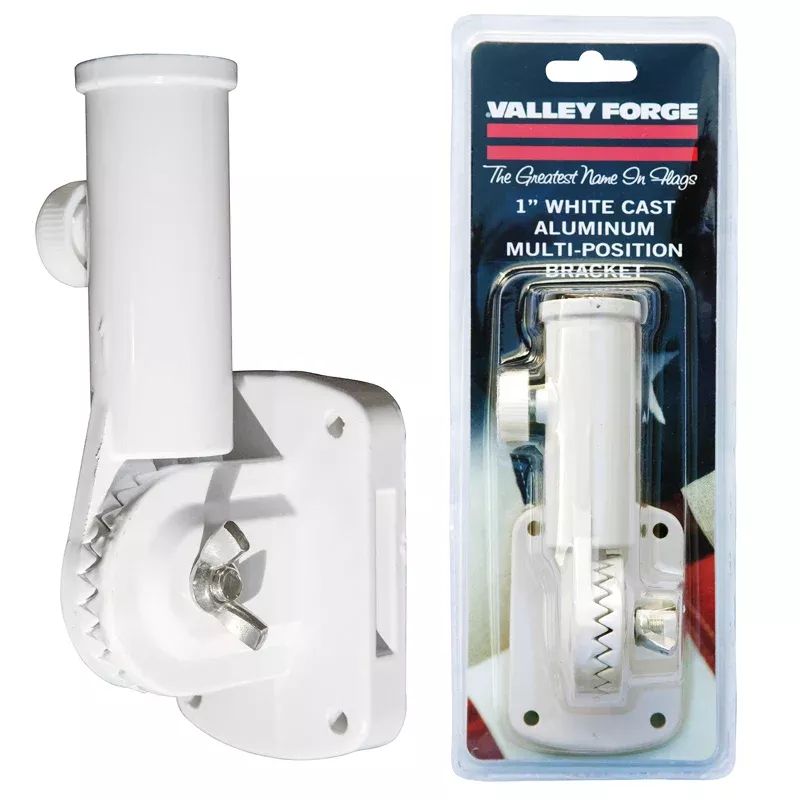 Valley Forge Cast Aluminum 13-Position Flagpole Bracket (White) - 1"