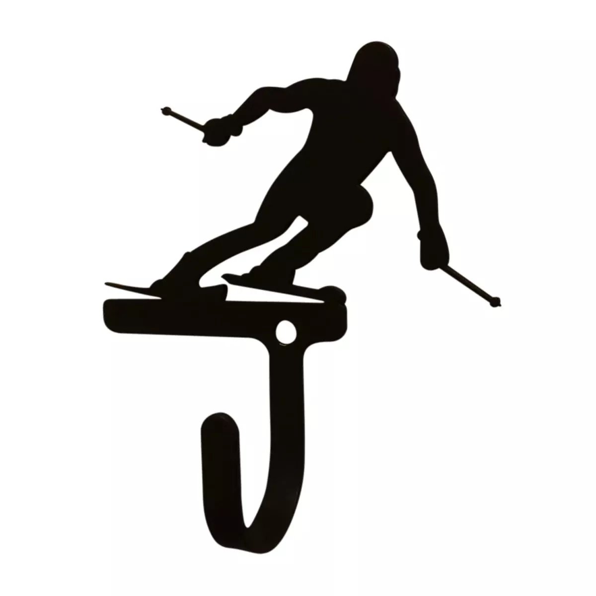 Village Wrought Iron Skier Wall Hook Decorative Small