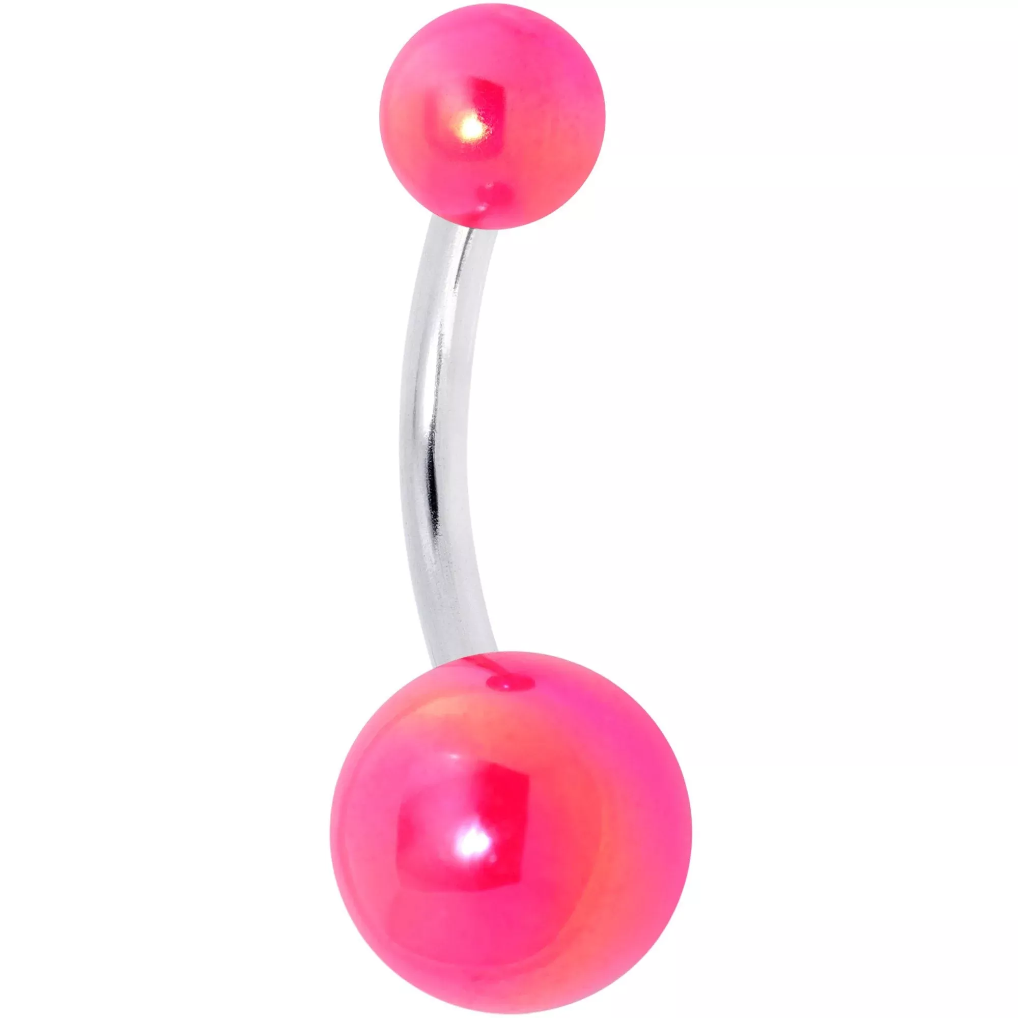 Watermelon Pink Pearlescent Acrylic Ball Belly Ring