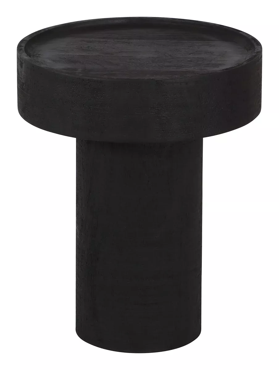 Watson Side Table Black, Black End Table, Modern Style, Painted Mango Wood Round Shape Tabletop, Mango Wood, Indoor Living, 16" W x 16" D x 20" H