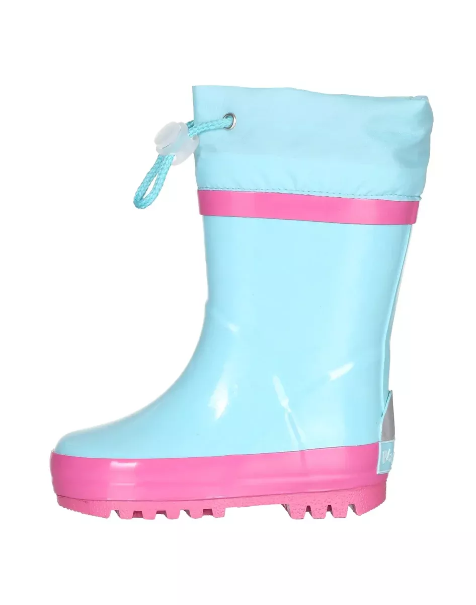 Wellington Lined Rain Boots: Turquoise and Pink