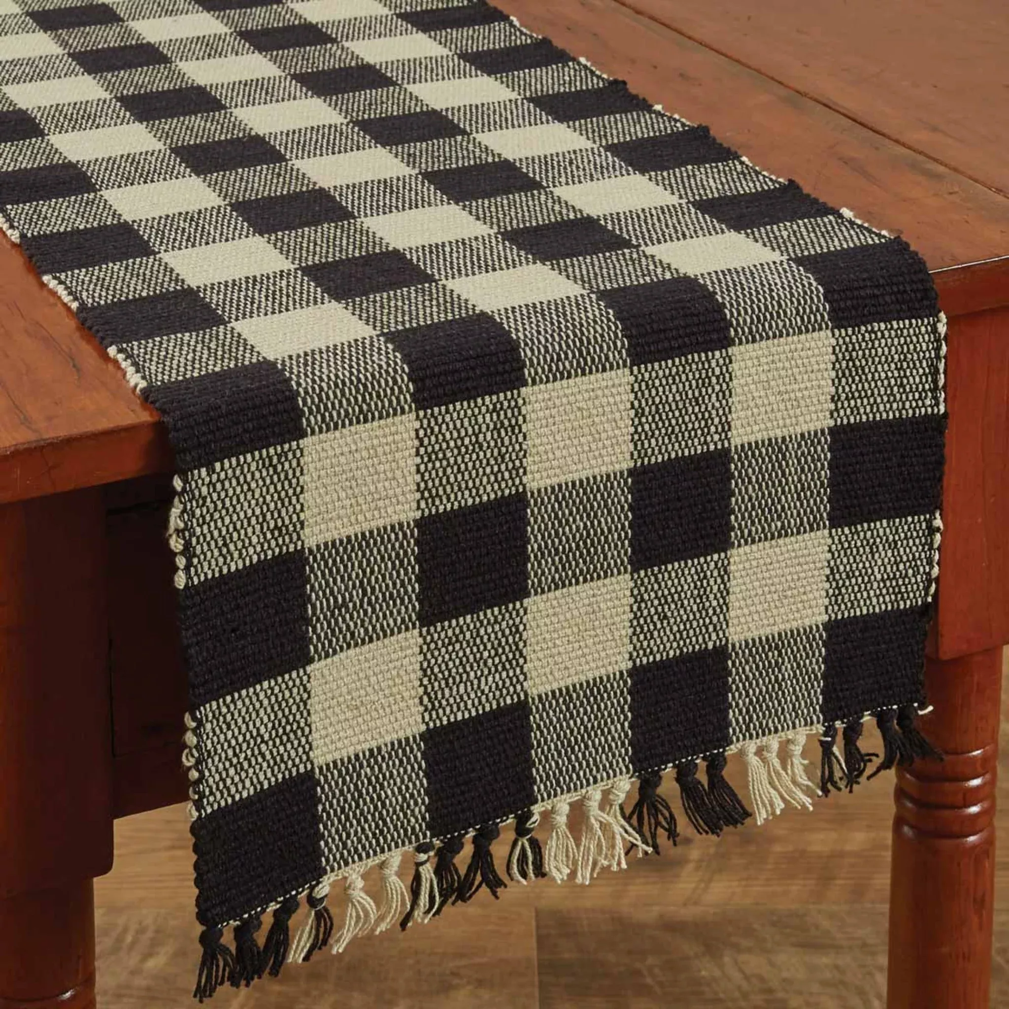 Wicklow Check Black & Tan Yarn Table Runner
