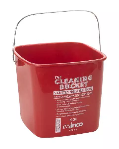 Winco 6 Quart Cleaning Bucket Red
