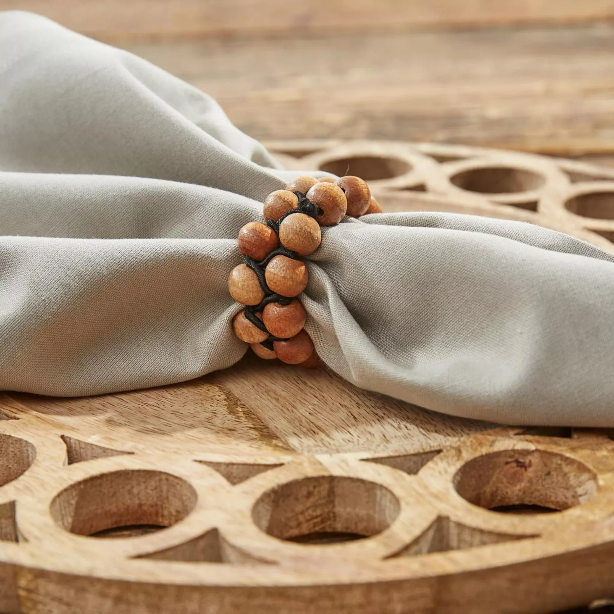 Wooden Beaded Napkin Ring