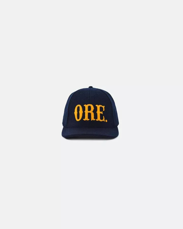 Wool Baseball Hat - ORE Navy/Gold by Dehen 1920