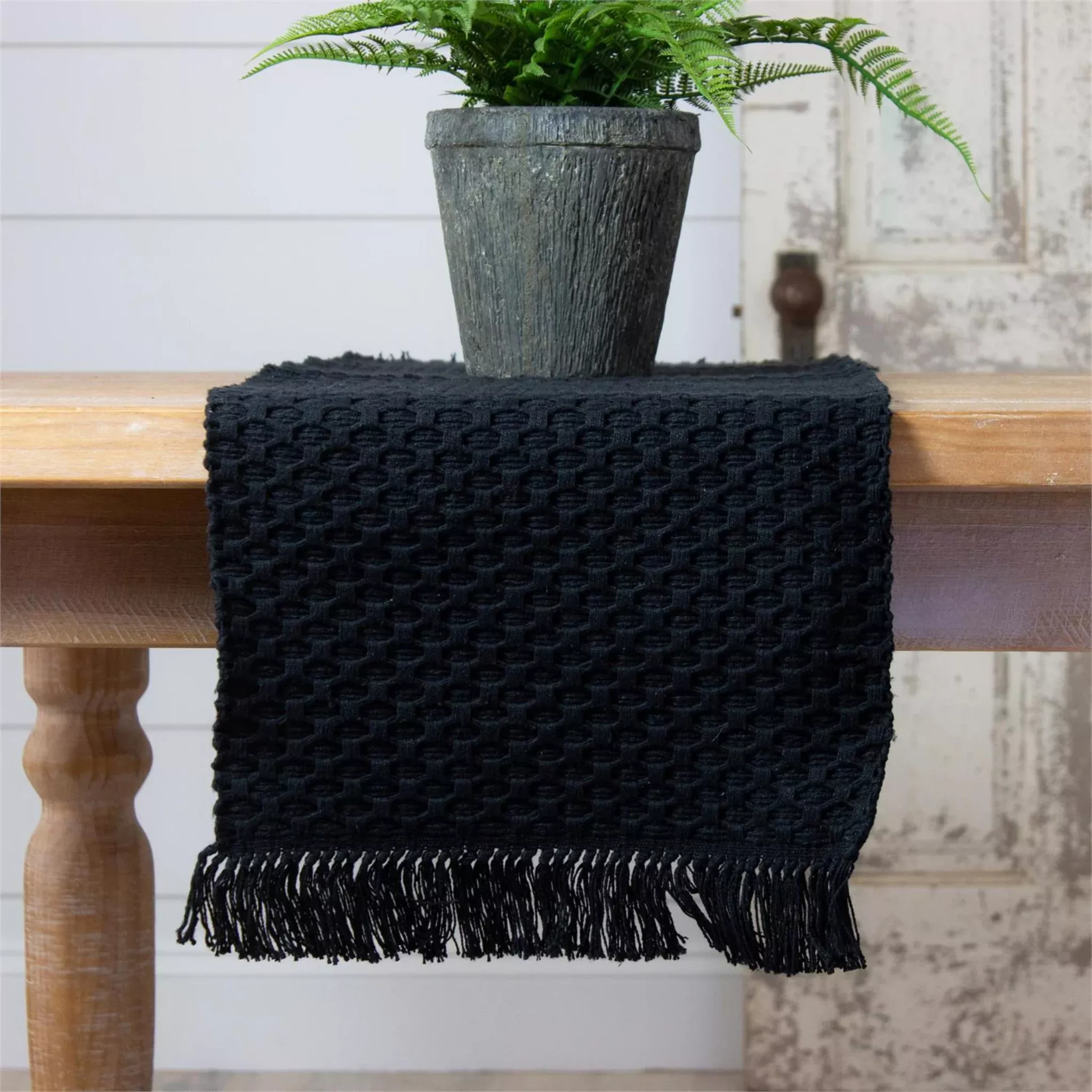 Woven Black Table Runner