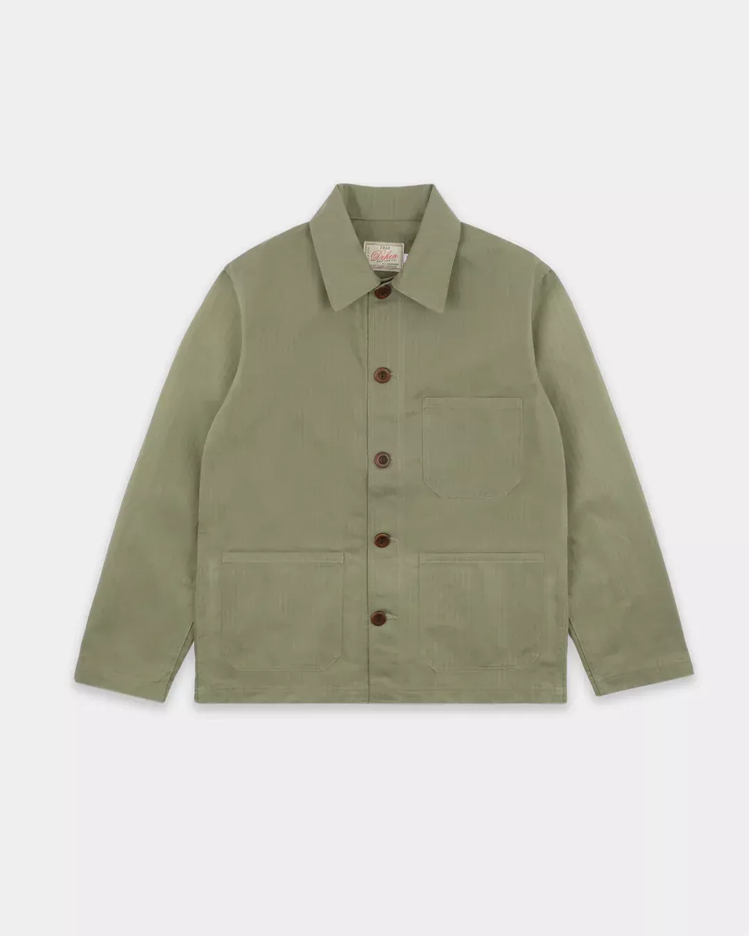 Woven Chore Coat - Sage Dry Waxed by Dehen 1920