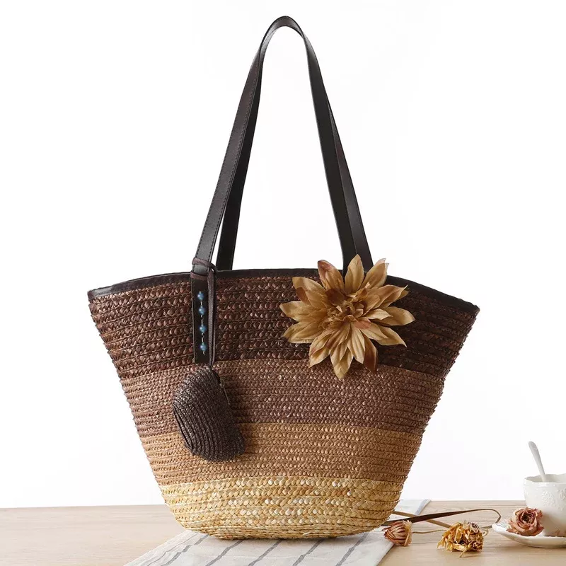 Woven Straw Parent-Child Coastal Carryall