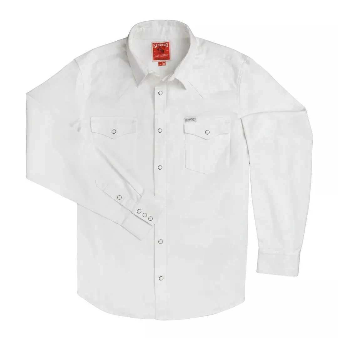 Wyatt Western Pearl Snap Solid Shirt | White | Sendero Provisions Co