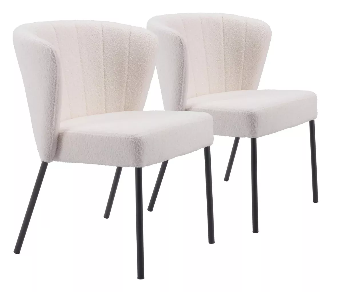 Zuo Aimee Dining Chair (Set of 2) Cream, White Dining Chair, Stackable for Space Saving Storage, Plywood, Indoor Dining, 24.2" W x 23.2" D x 31.1" H