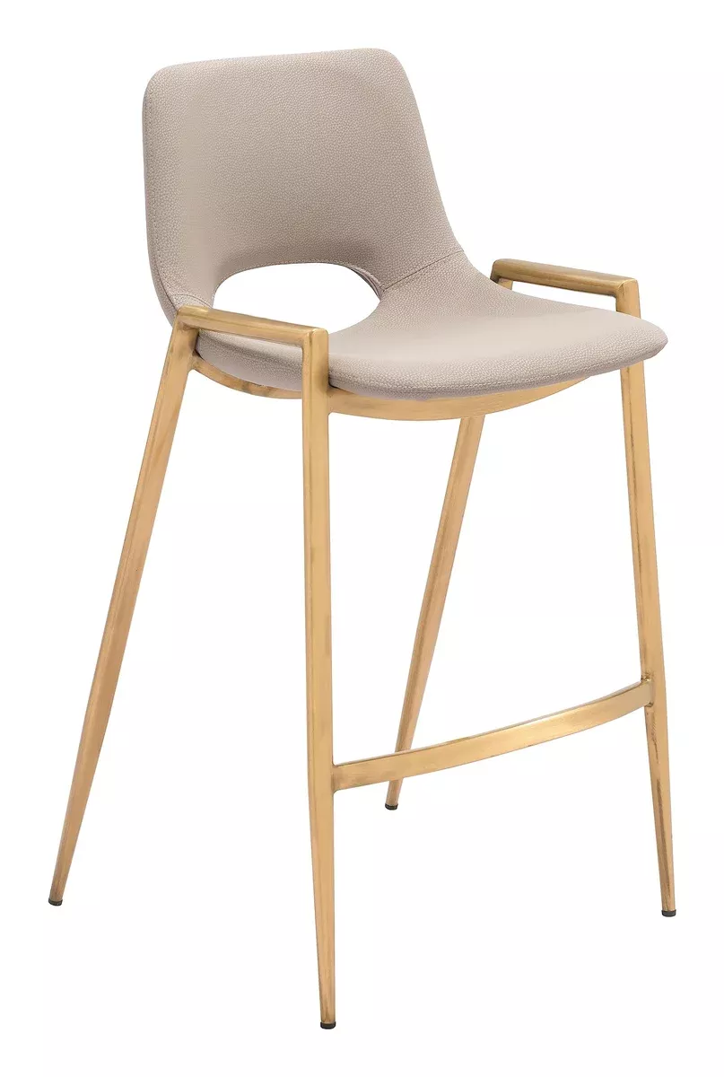 Zuo Desi Gold Collection Counter Stool Beige & Gold