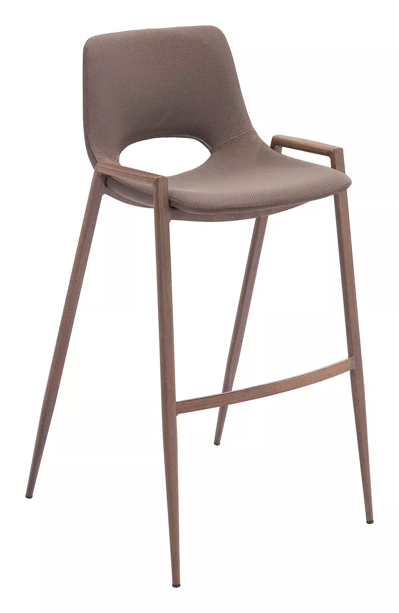 Zuo Desi Walnut 29.3" Engineered Wood & Fabric Barstool in Brown/Walnut