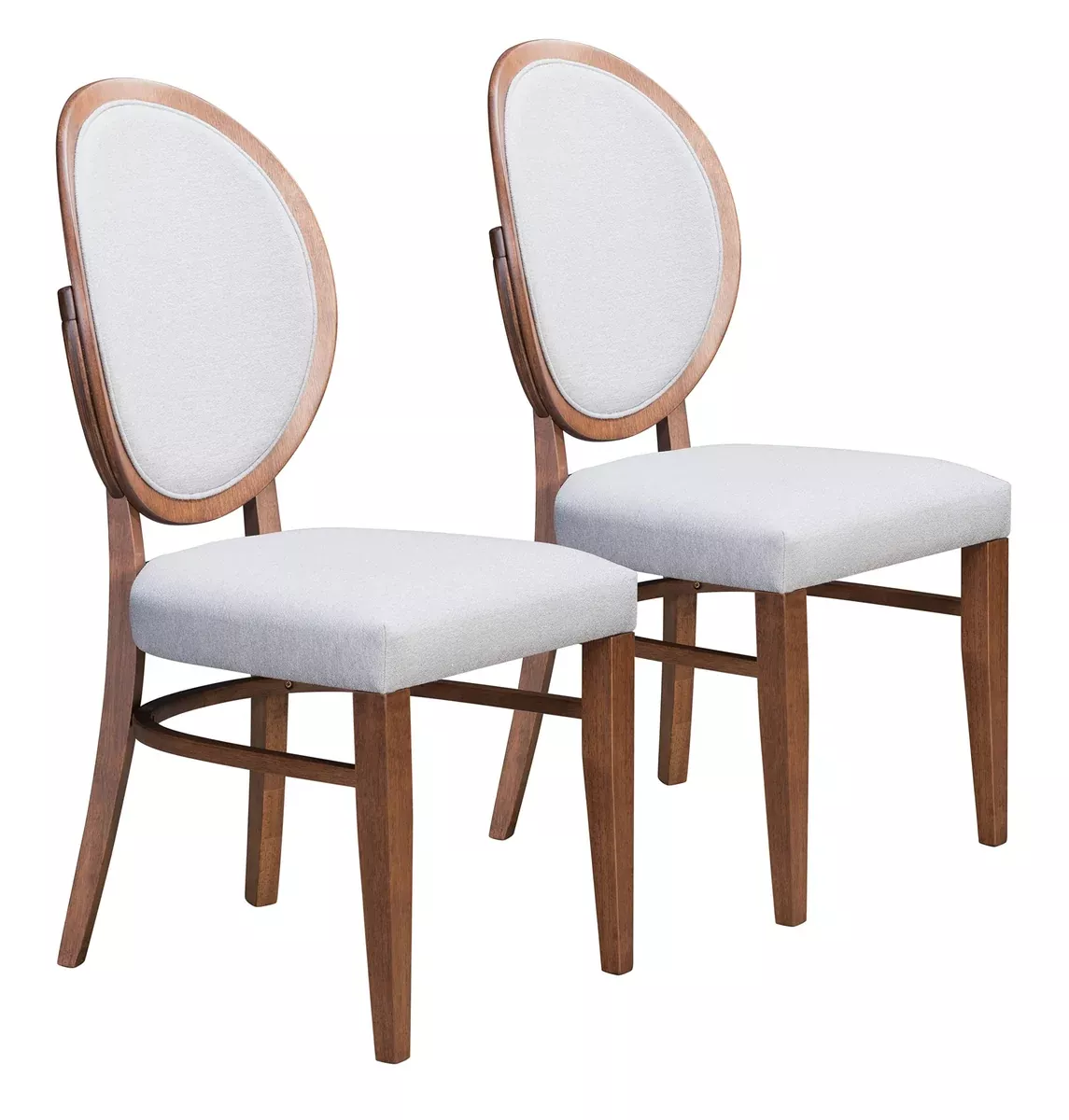 Zuo Regents Dining Chair (Set of 2) Walnut & Light Gray, Walnut Dining Chair, Cozy Polyester Linen Fabric, Rubberwood, Indoor Dining, 16.9" W x 22" D x 37" H