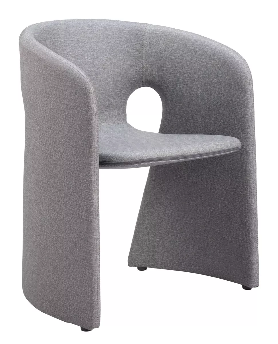 Zuo Rosyth Dining Chair Slate Gray, Gray Dining Chair, Cozy Polyester Linen Fabric, Steel, Indoor Dining, 24.4" W x 22.4" D x 29.7" H