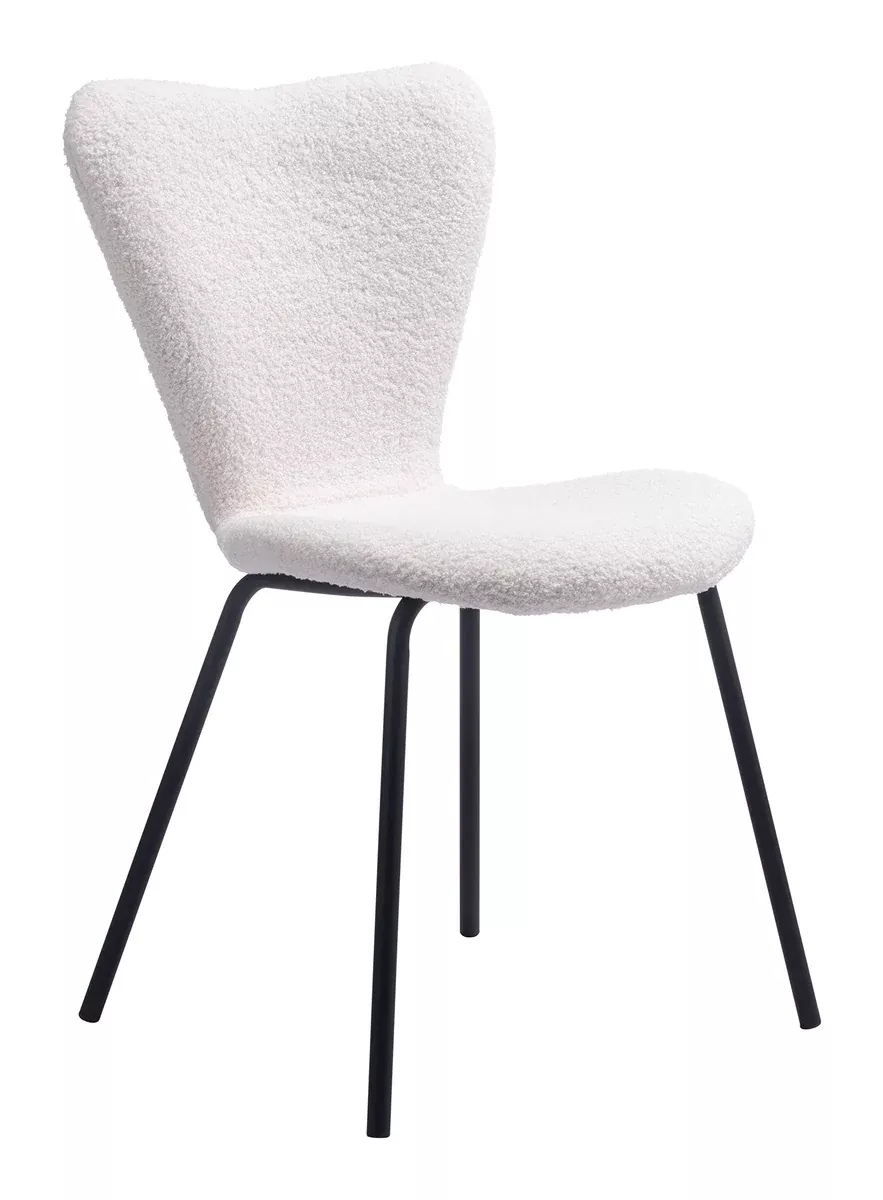 Zuo Thibideaux Dining Chair (Set of 2) Ivory, White Dining Chair, Stackable for Space Saving Storage, Plywood, Indoor Dining, 20.1" W x 20.1" D x 32.7" H