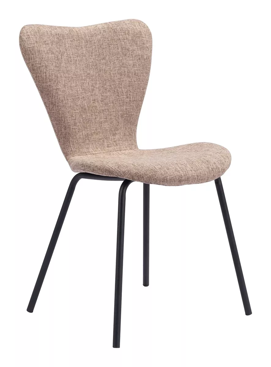 Zuo Tollo Dining Chair (Set of 2) Brown, Beige Dining Chair, Stackable for Space Saving Storage, Plywood, Indoor Dining, 20.1" W x 20.1" D x 32.7" H