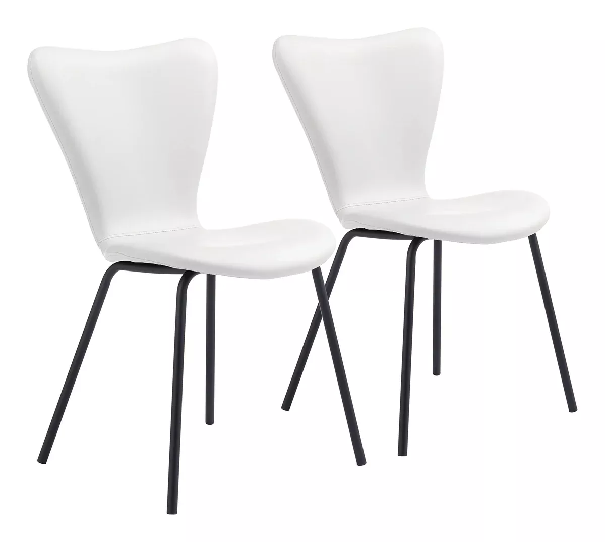 Zuo Torlo Dining Chair (Set of 2) White, White Dining Chair, Stackable for Space Saving Storage, Plywood, Indoor Dining, 20.1" W x 20.1" D x 32.7" H